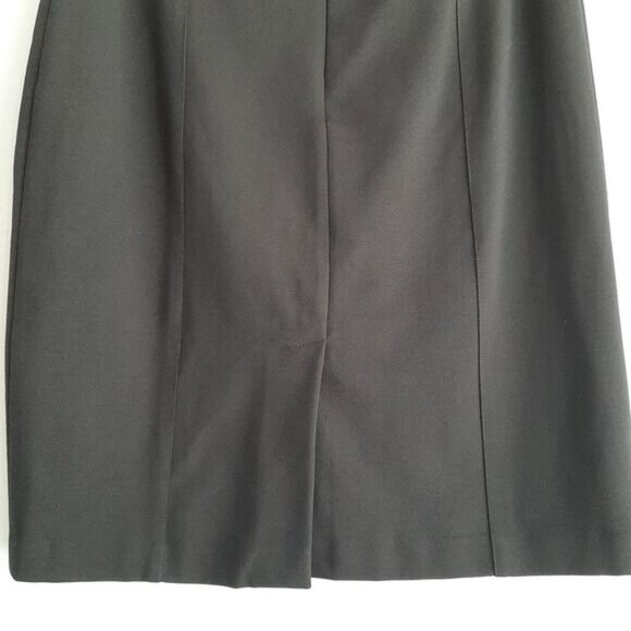 TANJAY Faux Leather Piping Detail Knee Length Pencil Skirt Black Sz 10 P - Picture 7 of 10